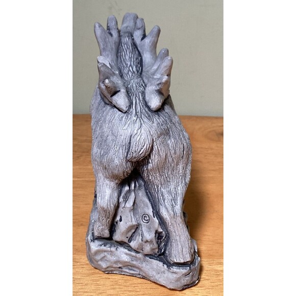 Vtg Mt St Helens ELK Sculpture Volcanic Ash Hand Crafted Carved Rustic 5.5" Tall - Picture 8 of 10
